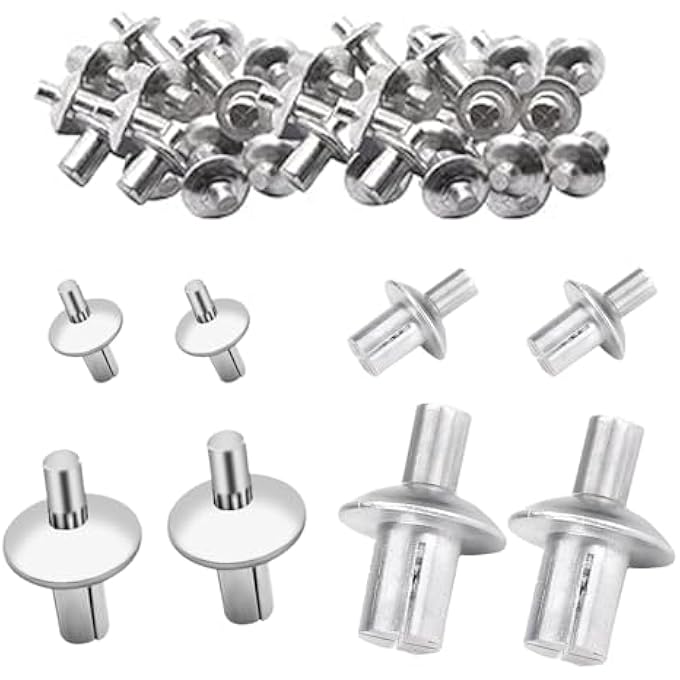 PACK OF 200 ALUMINIUM CORE RIVETS: 5 X 7/9/11/13 MM CORE RIVETS EXPANSION, FOR ATTACHING METAL, PLASTIC, WOOD, ALUMINIUM CORE RIVETS WITH ROUND HEAD, DRIVE RIVETS, ALUMINIUM RIVETS, SEMI-CIRCULAR HEAD - Image 1