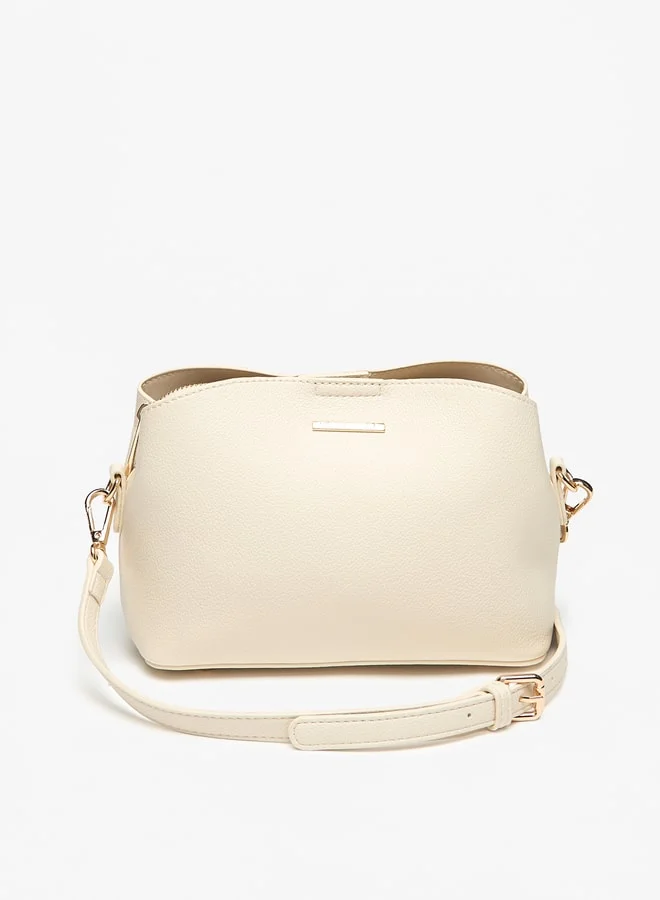 فلورا بيلا من شو إكسبرس Women Textured Crossbody Bag with Zip Closure and Detachable Strap