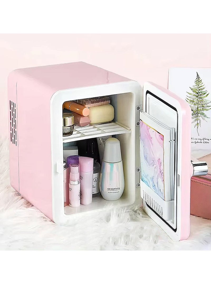 ET-LIFE Mini Fridge, 4L Refrigerator, Compact and Portable Cold Room, Low Noise Refrigerator, Cool & Heat Car Travel Storage, Makeup Skincare Fridge (Pink) - Image 1
