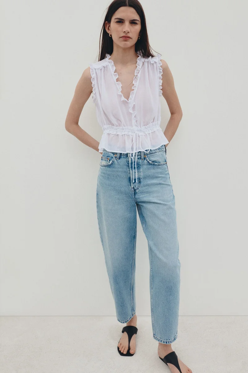 H&M Frill-trimmed lyocell top