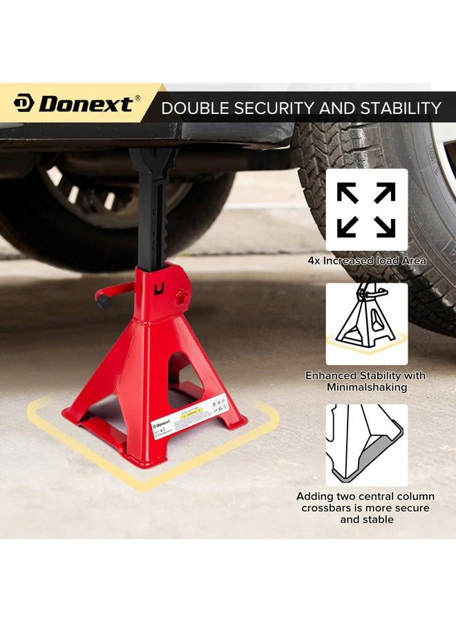 Donext Jack Stands 3 Ton (6,500 lb) Capacity Steel, 1 Pair Red Lifting Stand Adjustable Jack Stands - Image 3
