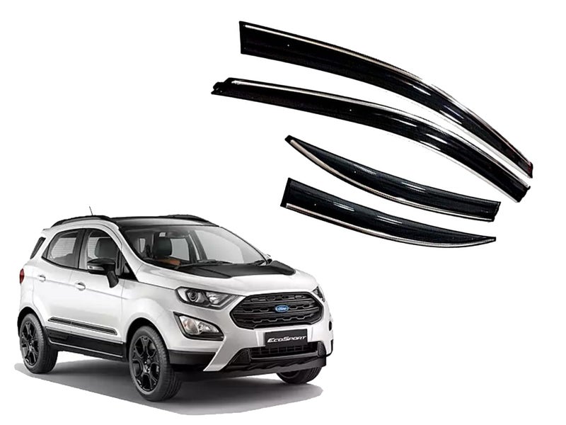 CAR SAAZ Chrome Line Door Visor for Ecosport (2017-2021)(Set of 4Pcs) | Rain Guard | Wind Deflector - Image 1
