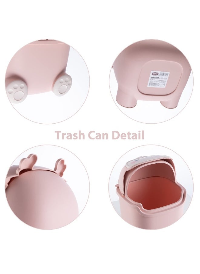 Generic SYOSI Plastic Flip Trash can Animal Shape Trash Cans, Creative Cute Desktop Trash can with lid for Bedroom Bathroom Living Room Office (Pink)  - Image 5