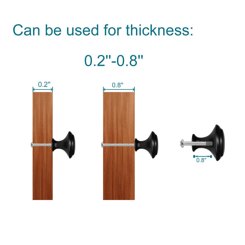 Zonbang 12Pcs Cabinet Dresser Drawer Knobs Black Kitchen Cabinet Knobs 1.2"" Knobs For Cabinets And Drawers Dresser Modern Draw Pulls And Knobs - Image 5