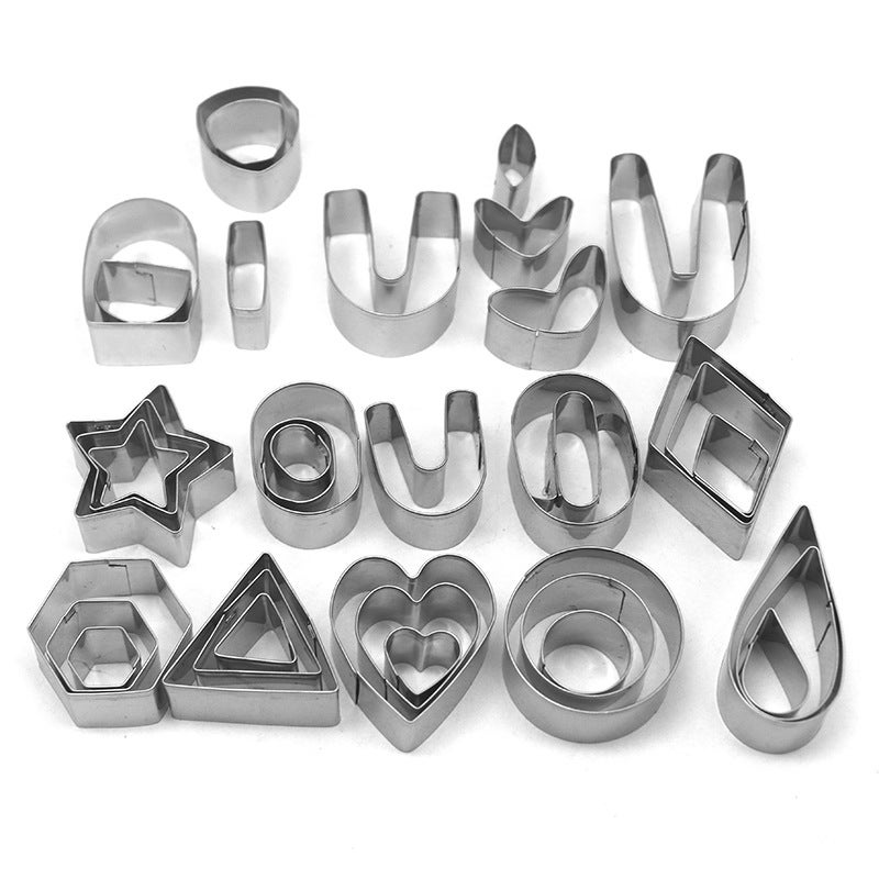 Stainless Steel 24 Piece Set Biscuit Mold Cookie Chocolate Cake Baking Set Diy Pattern Kitchen Tools - Image 1