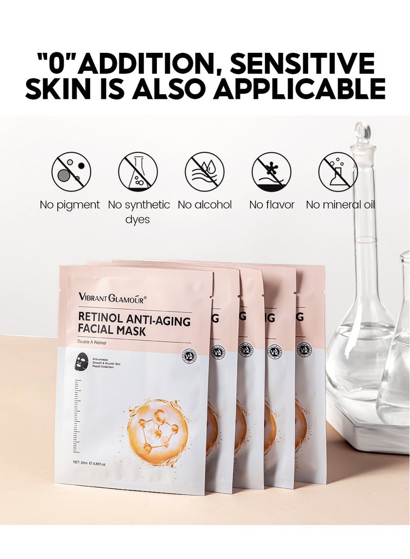 Vibrant Glamour 5 Pcs Retinol Anti-Aging Facial Mask- Moisturizes And Fades Fine Lines, Retinol Hydrogel Face Mask-Tightens Skin, Elasticity, Tenderness, Nicotinamide Facial Mask (1Pcs/25ml) - Image 2