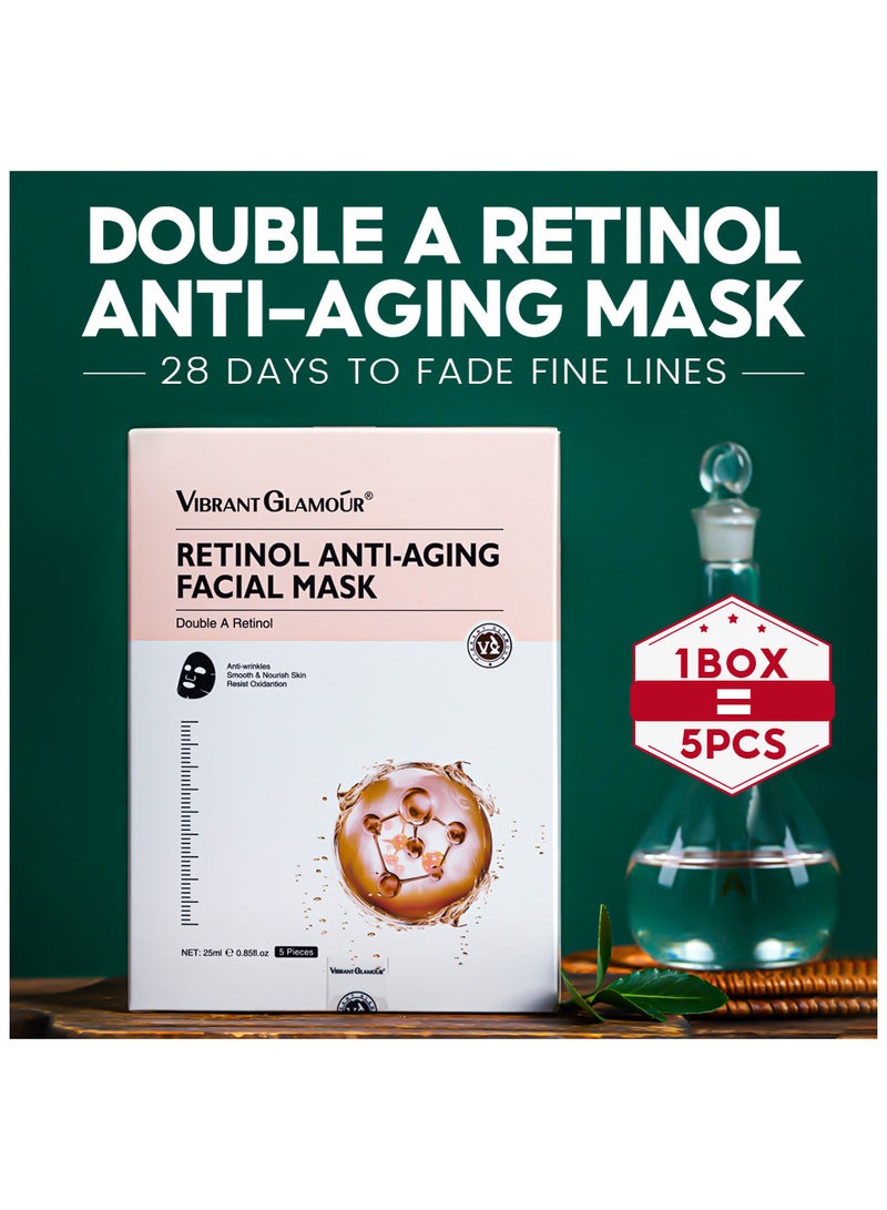 Vibrant Glamour 5 Pcs Retinol Anti-Aging Facial Mask- Moisturizes And Fades Fine Lines, Retinol Hydrogel Face Mask-Tightens Skin, Elasticity, Tenderness, Nicotinamide Facial Mask (1Pcs/25ml) - Image 4