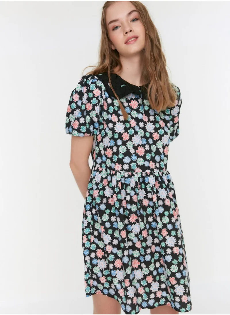 trendyol Floral Print Ruffle Detail Dress