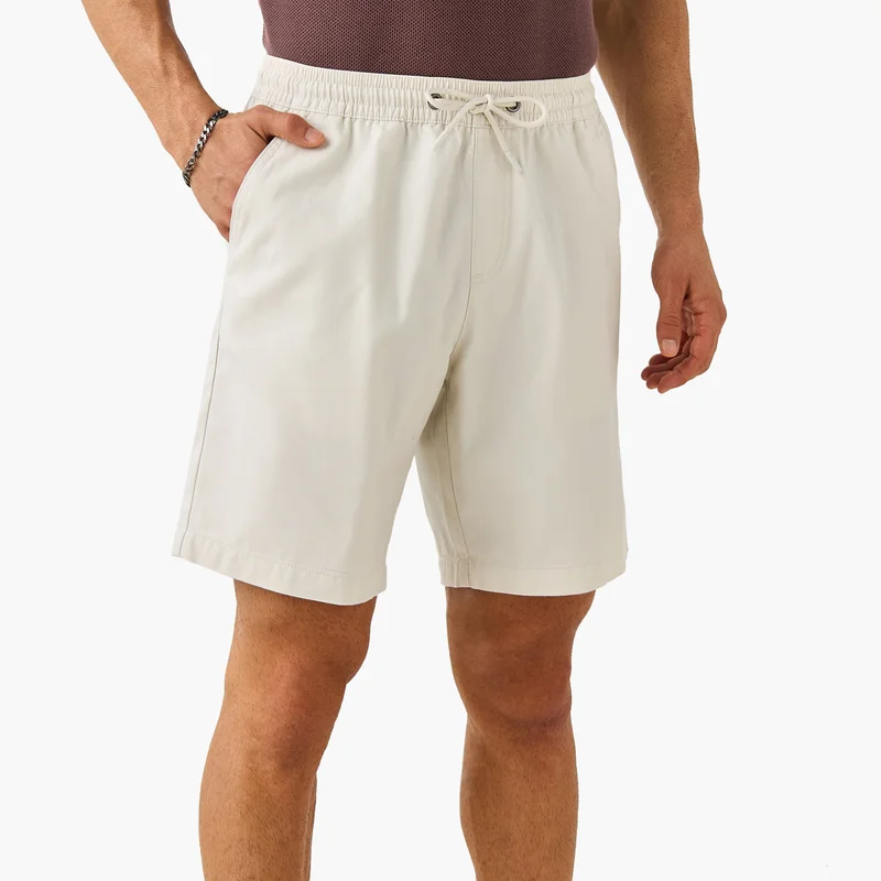 Regular Fit Shorts with Flexi Waist and Pockets