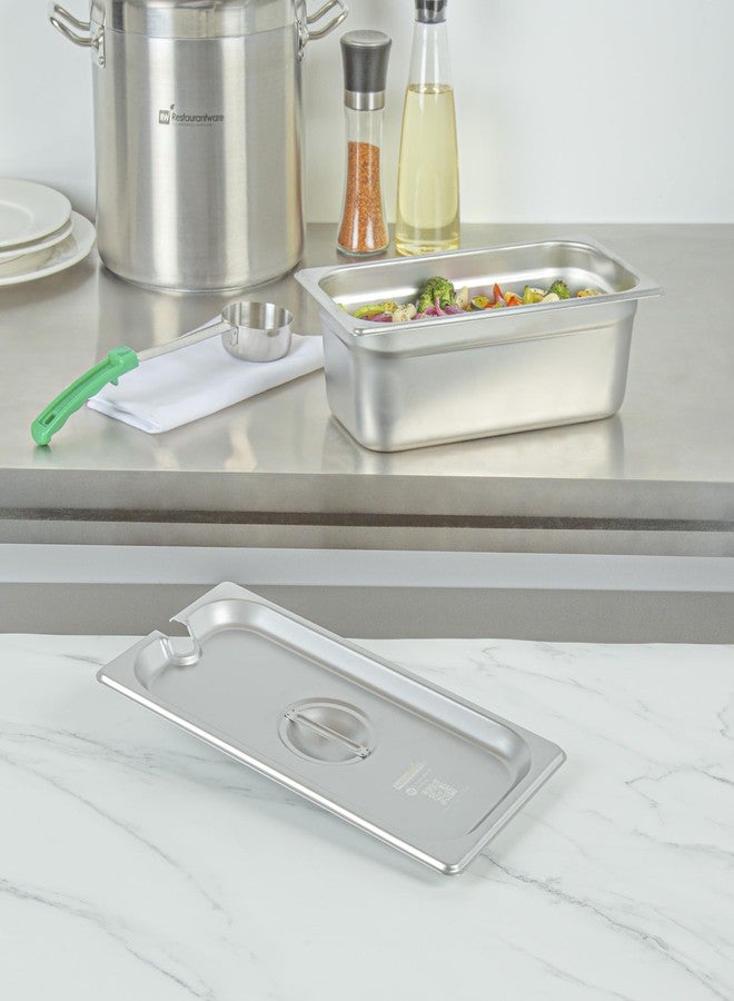 Restaurantware Steam Table Pan Cover 1 Count 12.8 x 6.9 Inch Stainless Steel Lid with Handle, Compatible 1/3 Size Container Sold Separately for Catering, Foodservice, and Commercial Kitchens - Image 3