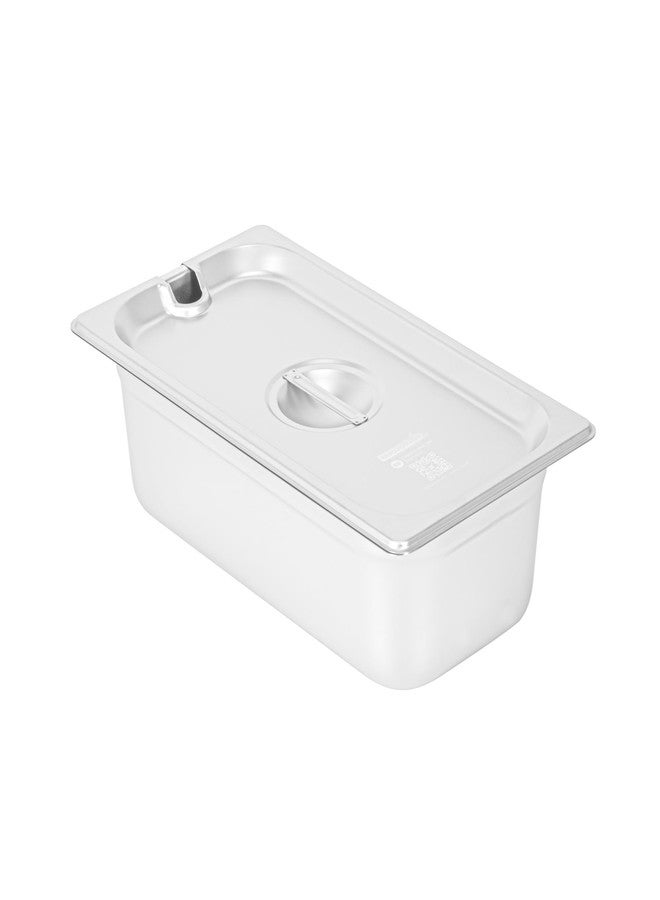 Restaurantware Steam Table Pan Cover 1 Count 12.8 x 6.9 Inch Stainless Steel Lid with Handle, Compatible 1/3 Size Container Sold Separately for Catering, Foodservice, and Commercial Kitchens - Image 1