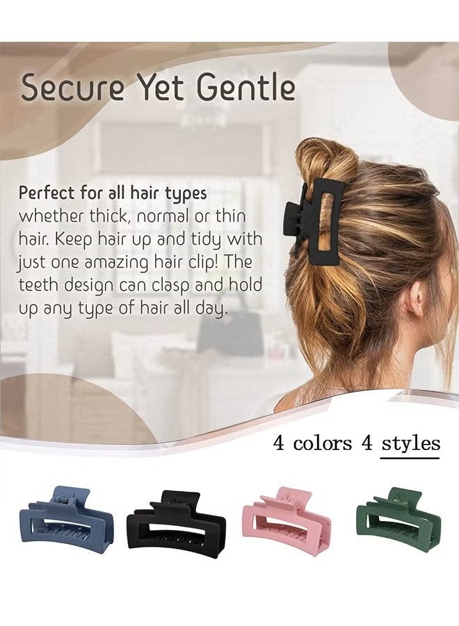 4 PCS Hair Claw Clips, Large Claw Hair Clips For Thick Hair Strong Hold Hair Matte French Design Claw Clips, Hair Clips For Non-slip Hair Clip Rectangular Jaw Clips Gifts For Women - Image 2
