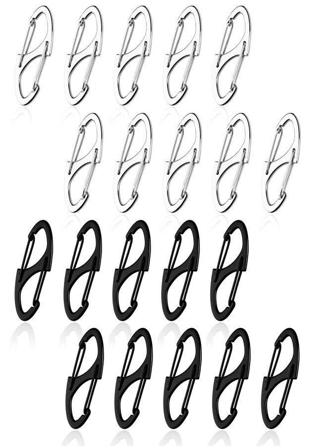 Meschett 20Pcs Zipper Clips Anti Theft, Zipper Pull Replacement for Backpacks, Dual S Shaped Small Carabiner Clip Theft Deterrent for Suitcase, Keep Luggage Closed(Silver and Black) - Image 1