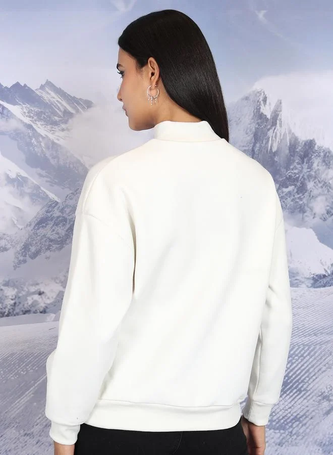 Tokyo Talkies Tokyo Talkies Text Print High Neck Oversized Sweatshirts