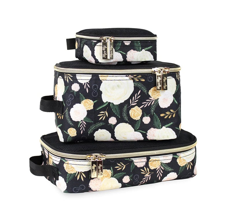 Itzy Ritzy Chelsea Cole for Itzy Ritzy Packing Cubes Set of 3 Floral Packing Cubes or Travel Organizers Each Cube Features a Mesh Top Double Zippers and a Fabric Handle Floral