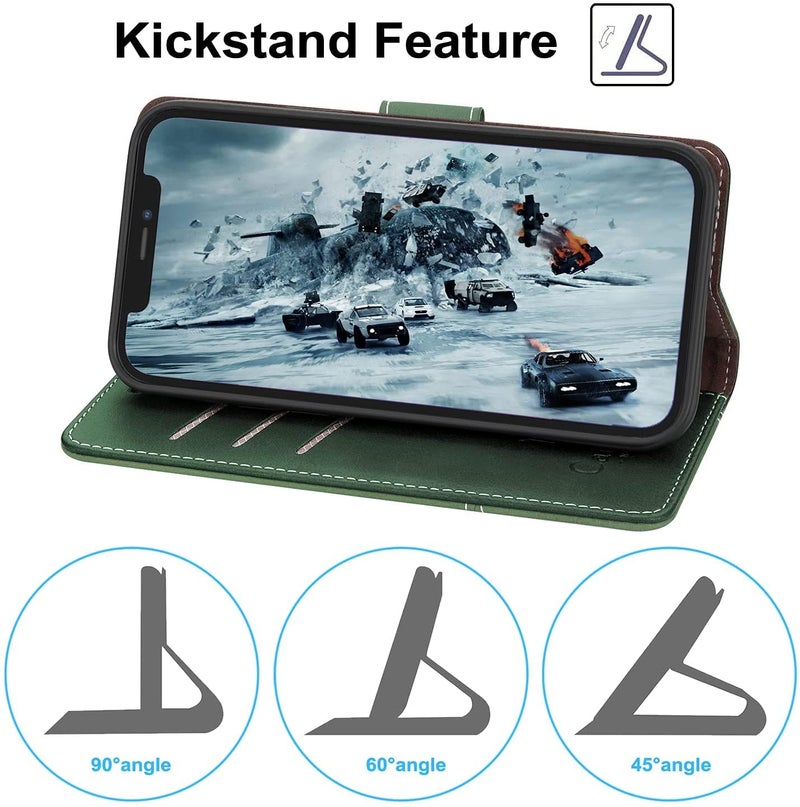 ClickCase Trend Series for Poco X4 Pro 5G Leather Wallet Flip Case Magnetic Closure Flip Cover for for Poco X4 Pro 5G (Olive Green) - Image 4