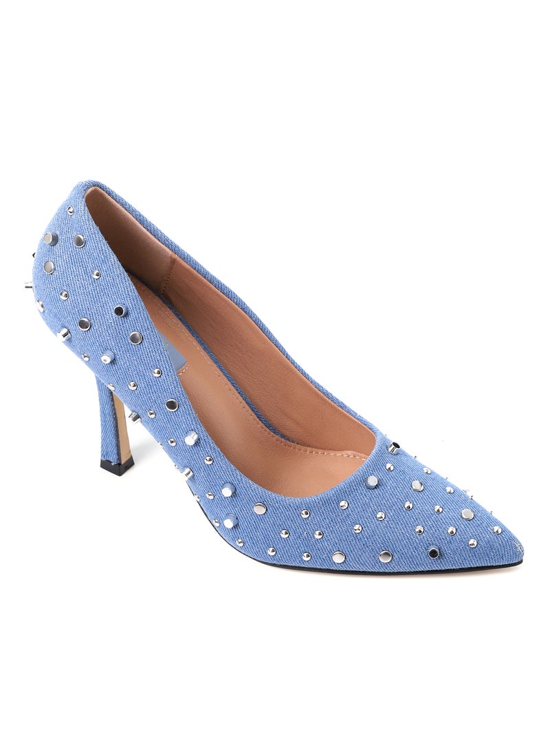 DejaVu - Slip On Studded Allover Statement Heels - Image 1