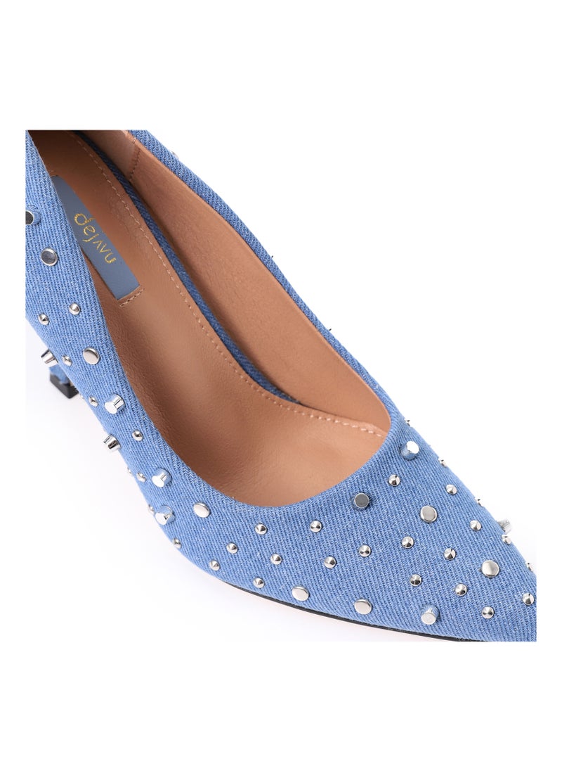 DejaVu - Slip On Studded Allover Statement Heels - Image 1