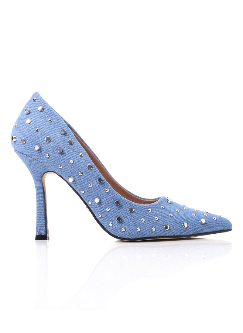 DejaVu - Slip On Studded Allover Statement Heels - Image 1