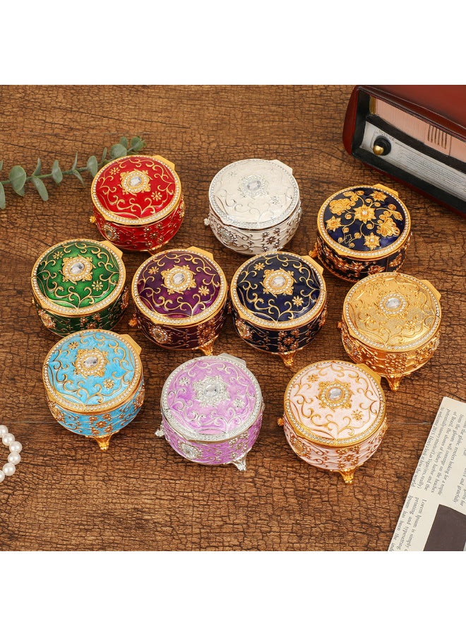 7.6*5.8cm | Vintage Zinc Alloy Jewelry Box with Rhinestones in Navy Blue | Crystal-Studded Design, Velvet Lining Interior, Luxurious Décor | Elegant Storage for Necklaces, Rings, Earrings | Fashionable Gift for Women - Image 2