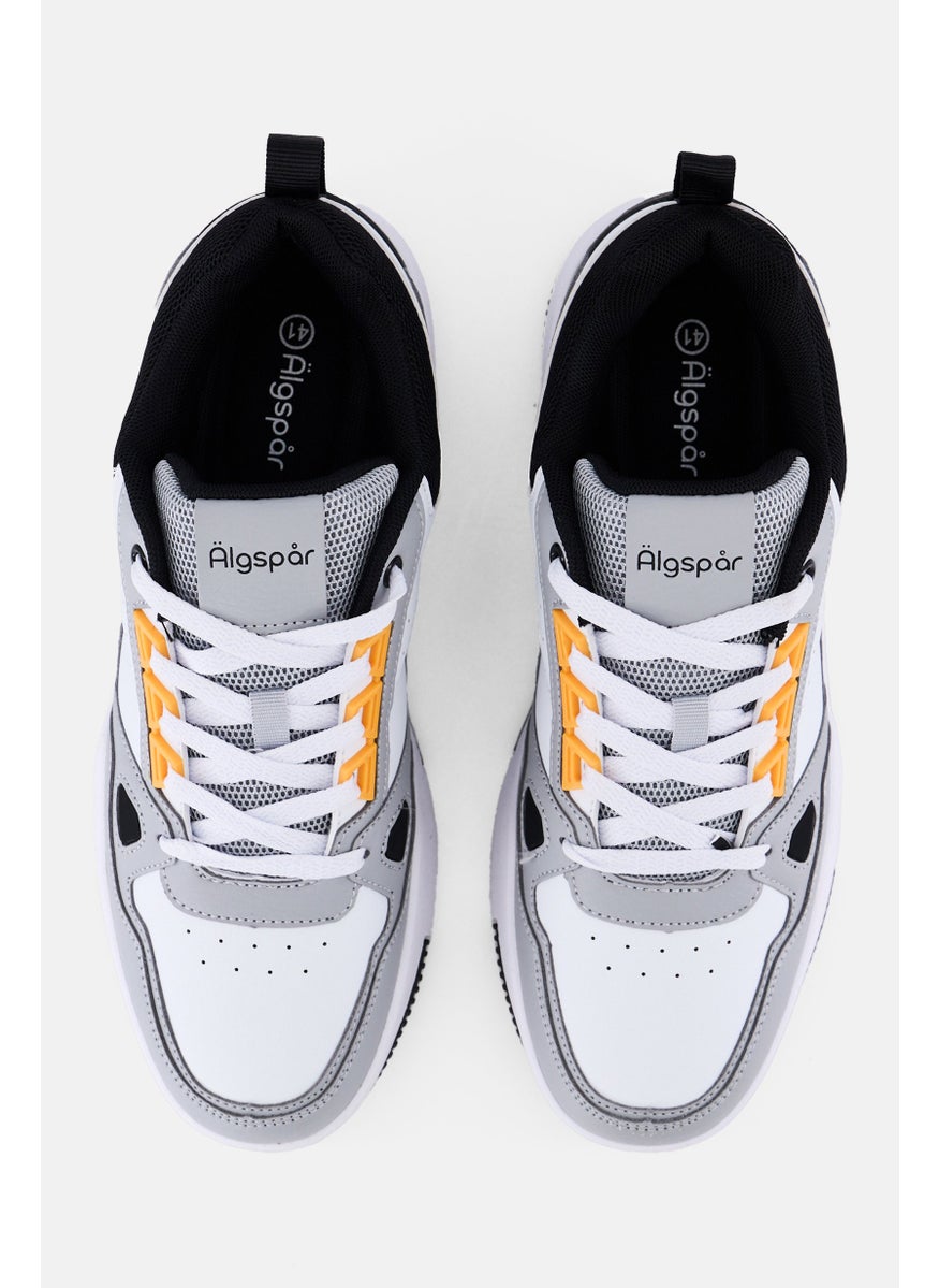 Algspar Men Leather Upper Lace Up Casual Shoes, White  - Image 3