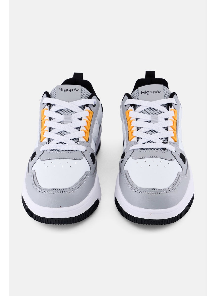 Algspar Men Leather Upper Lace Up Casual Shoes, White  - Image 4