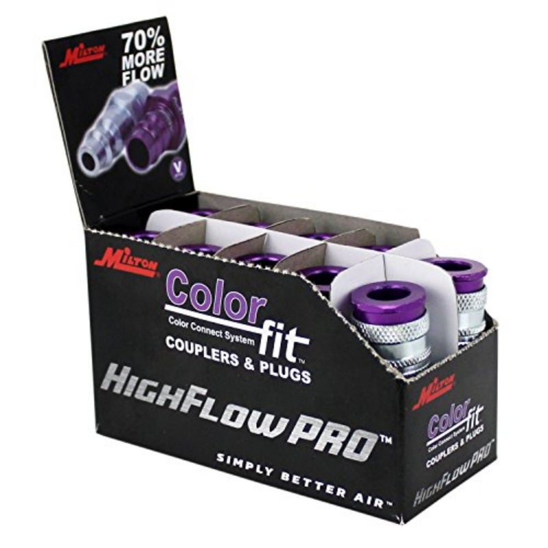 وصلة هوائية ColorFit HIGHFLOWPRO™ 765VC - نمط V، أرجواني - 1/4 بوصة NPT ذكر، (صندوق من 10) - Image 1