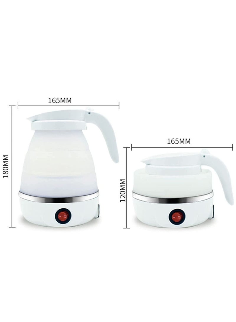 600ml Portable Folding Electric Kettle, Food Grade Silicone Kettle with Separable Power Cord, Mini Collapsible Water Container for Home Kitchen Outdoor (White) - Image 2