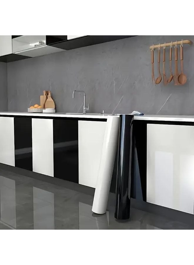 Black Vinyl Peel And Stick Wallpaper Heat Resistant Stainproof Kitchen Backsplash - Image 5