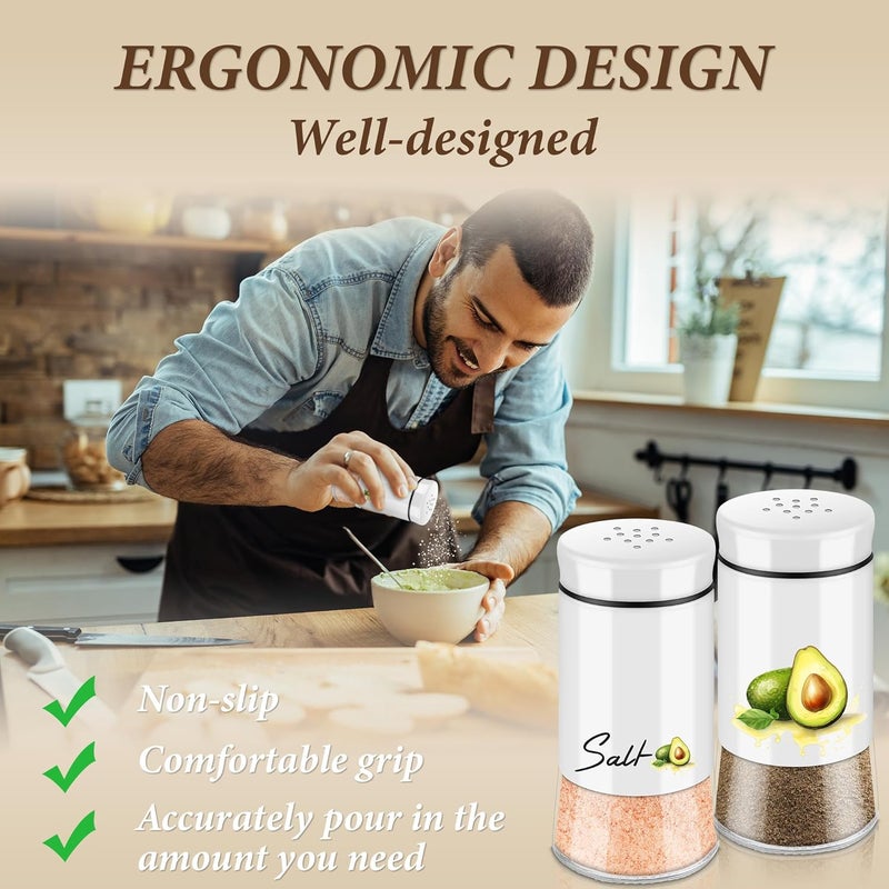 holoith Avocado Salt and Pepper Shakers Set,5 oz Glass Bottom Salt Pepper Shaker with Stainless Steel Lid Kitchen Decor and Accessories Refillable Design(Avocado) - Image 5