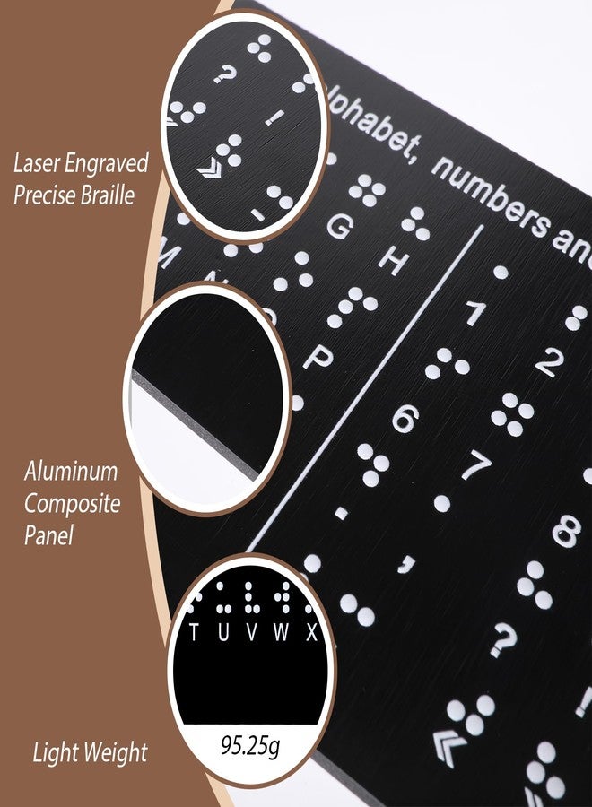 Aeaocvo Braille Alphabet Number Board, Learning Braille Letter Fingerboard with Carved Dots Alphabet Numbers Punctuation, Blind People Beginners Learn Teaching Aid, 7.5 x 4.5 inches - Image 3