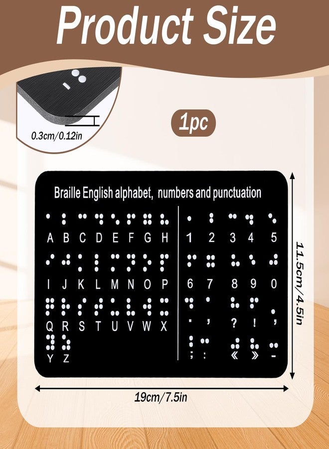 Aeaocvo Braille Alphabet Number Board, Learning Braille Letter Fingerboard with Carved Dots Alphabet Numbers Punctuation, Blind People Beginners Learn Teaching Aid, 7.5 x 4.5 inches - Image 2