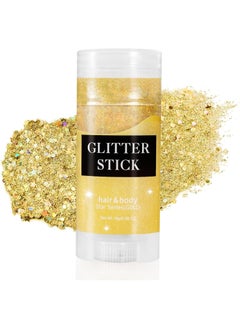 Mysense Mysense Gold Body Glitter Stick,Face Hair Glitter Makeup,Music Festival Concert Outfit Rave Pride Accessories for Women,Mermaid Sequins Chunky Glitter Face Paint,Hair Glitter Gel for Kids,0.56oz 
