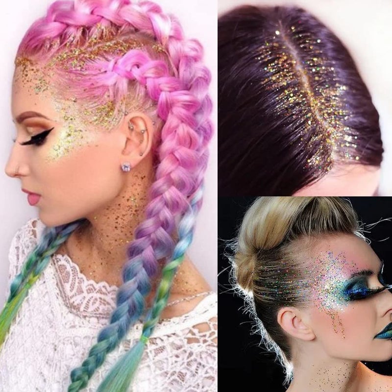 Mysense Gold Body Glitter Stick,Face Hair Glitter Makeup,Music Festival Concert Outfit Rave Pride Accessories for Women,Mermaid Sequins Chunky Glitter Face Paint,Hair Glitter Gel for Kids,0.56oz - Image 3