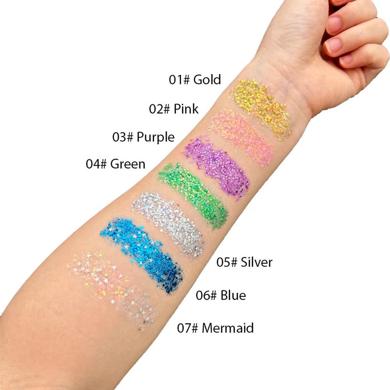 Mysense Gold Body Glitter Stick,Face Hair Glitter Makeup,Music Festival Concert Outfit Rave Pride Accessories for Women,Mermaid Sequins Chunky Glitter Face Paint,Hair Glitter Gel for Kids,0.56oz - Image 4