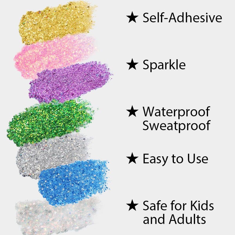 Mysense Gold Body Glitter Stick,Face Hair Glitter Makeup,Music Festival Concert Outfit Rave Pride Accessories for Women,Mermaid Sequins Chunky Glitter Face Paint,Hair Glitter Gel for Kids,0.56oz - Image 2