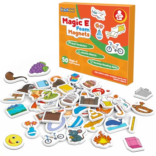 Kasfalci Magic E Word GamesPhonics Games50 Magnetic Foam ObjectsFridge Magnets for KidsSpeech Therapy Toys for ToddlerLearn to Read Spelling Reading Learning for Preschool Kindergarten Classroom - Image 1