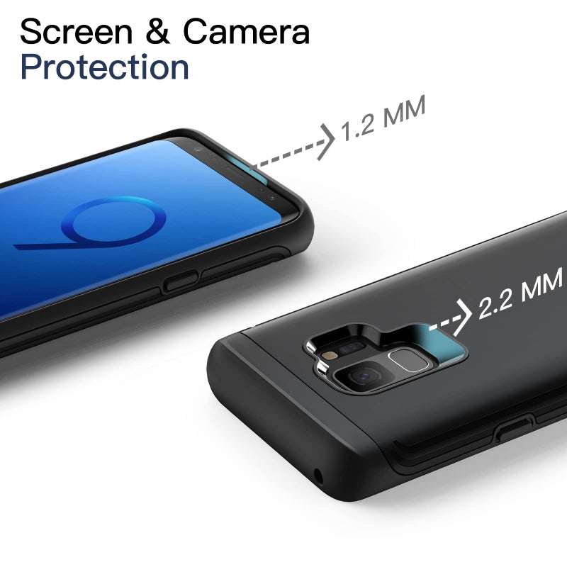 JETech Heavy Shockproof Case for Samsung Galaxy S9, Dual Layer Rugged Protective Phone Cover with Shock-Absorption (Black) - Image 4