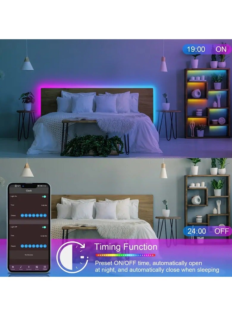مخطوطات شرائط أضواء LED مع جهاز تحكم عن بعد، مزامنة شريط أضواء LED للموسيقى، مجموعة مصابيح LED مرنة متغيرة الألوان لغرفة النوم، خيارات ألوان DIY لديكور المنزل، البار، المطبخ، الحفلات (5 أمتار) - Image 2