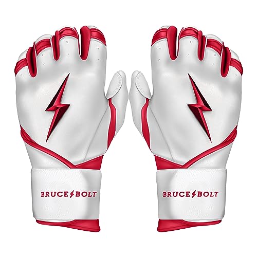 BRUCE BOLT Chrome Series Long Cuff Red Batting Glove - Red Small - Image 1