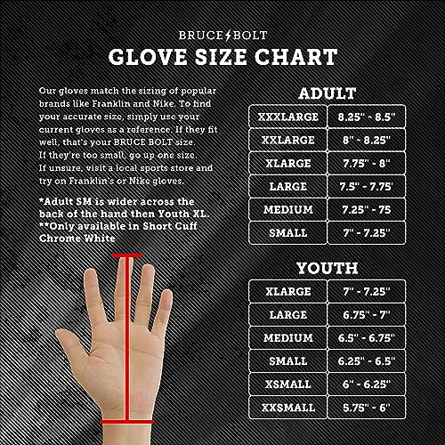 BRUCE BOLT Chrome Series Long Cuff Red Batting Glove - Red Small - Image 5