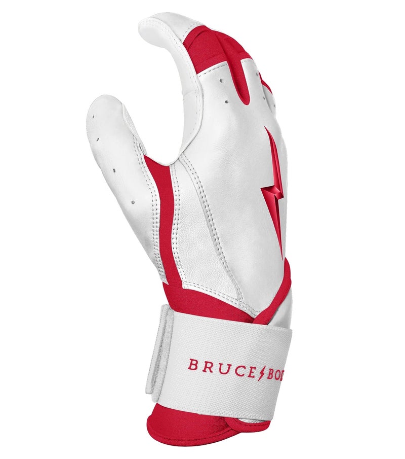 BRUCE BOLT Chrome Series Long Cuff Red Batting Glove - Red Small - Image 4