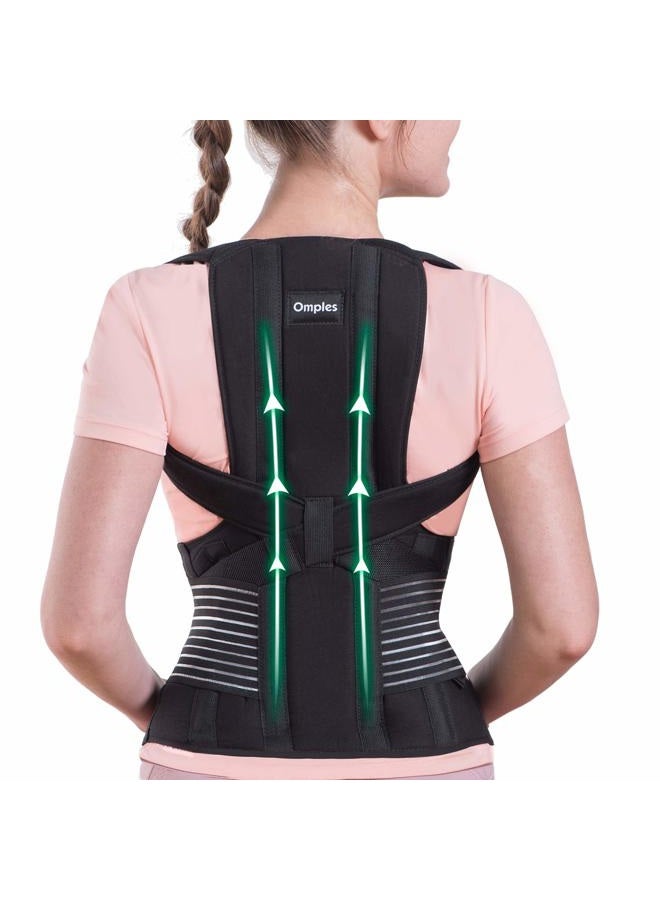 Omples Posture Corrector for Women and Men Thoracic Back Brace Straightener Shoulder Upright Support Trainer for Body Correction and Neck Pain Relief, Large (waist 39-42 inch) - Image 1