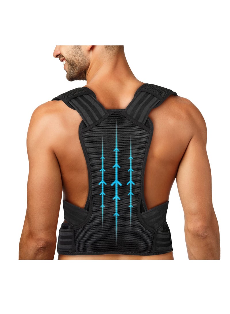 SYOSI Posture Corrector, for Women and Men Back Straightener Posture Corrector Adjustable Size Back Brace for Posture Providing Pain Relief from Neck Shoulder and Upper Back (Large) - Image 1