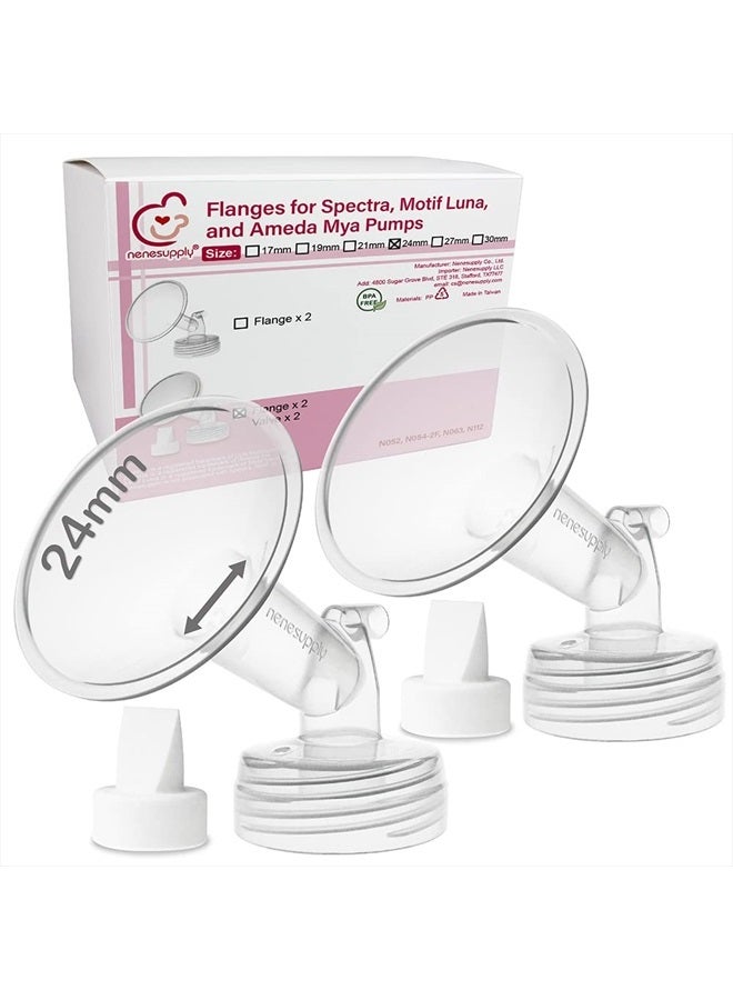 Nenesupply 24mm Flange and Duckbil Valves Compatible with Spectra S1 Spectra S2 Breastpump Replacement to Spectra Pump Parts and Spectra Flange Replace Spectra Duckbill Valves and Spectra Accessories - Image 1