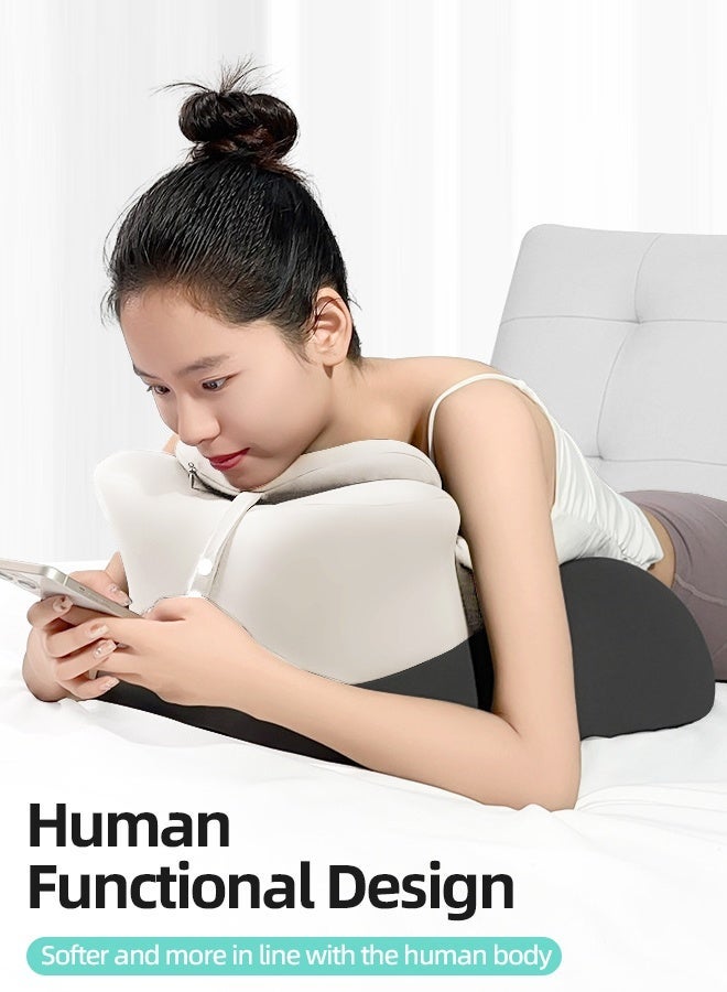 قف وسادة إسفينية لدعم الظهر للسرير - وسادة استراحة من إسفنج الذاكرة مع وسادة دعم صغيرة، وسادة قراءة مريحة للجلوس والنوم، وتخفيف ارتجاع المريء، ومنع الشخير، ودعم وضعية الساقين - Image 4