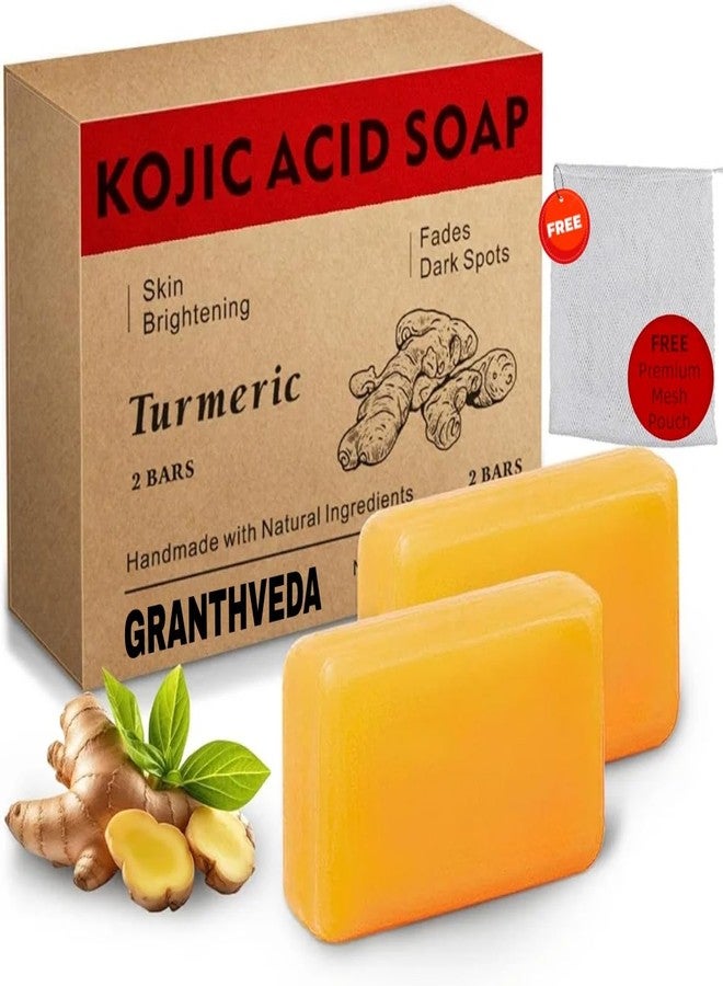 Granthveda Kojic Acid 2% Soap with Niacinamide for Pigmentation, Sun Damage & Dark Spots - Brightening Soap for Underarms, Face & Body - Suitable for All Skin Types - Pack of 2 (200g) - Image 1