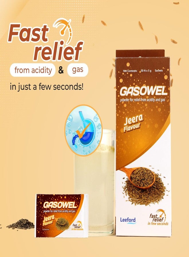 Leeford Gasowel Jeera Ayurvedic Antacid Powder, 50 Sachets, Pure Jeera Flavour - Image 3