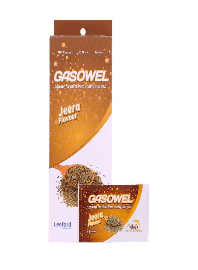 Leeford Gasowel Jeera Ayurvedic Antacid Powder, 50 Sachets, Pure Jeera Flavour - Image 1