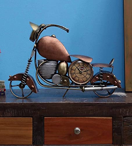 Suntown SUNTOWN Wrought Iron Decorative Showpiece Bike Clock Table Decor for Living RoomHotelRestaurantHomeOfficeDiningGift14 3 9 in  - Image 1